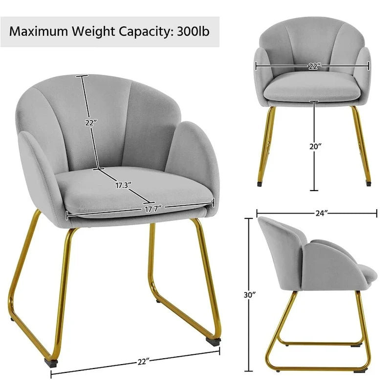Yaheetech Flower Shape Velvet Armchair Accent Chair with Golden Metal Legs