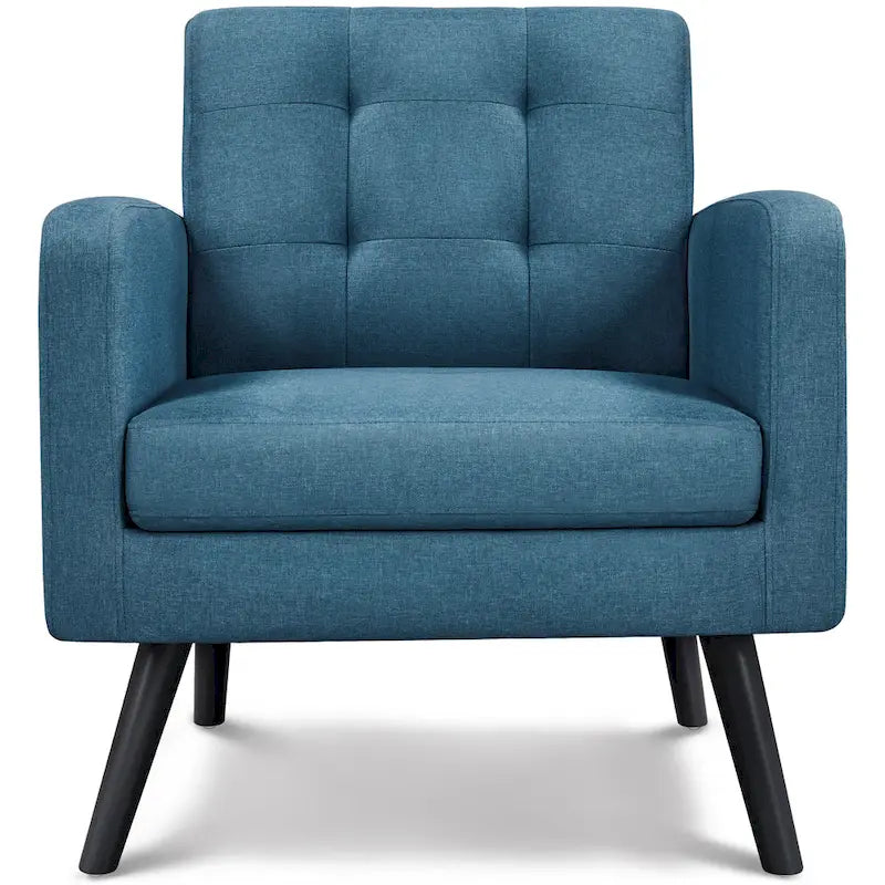 Yaheetech Mid Century Modern Fabric Arm Chair Tufted Accent Chair with Rubber Wooden Leg