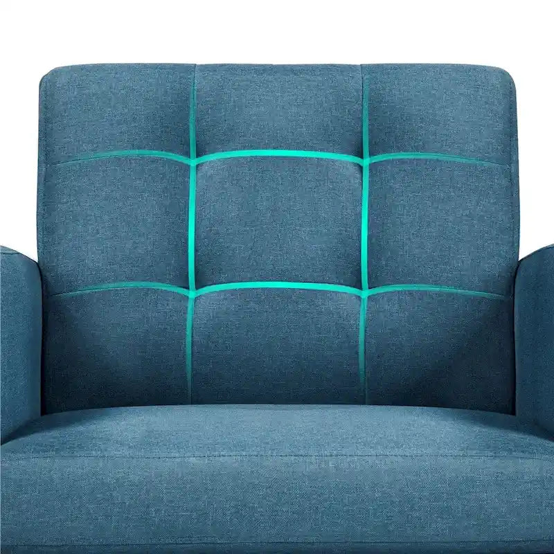 Yaheetech Mid Century Modern Fabric Arm Chair Tufted Accent Chair with Rubber Wooden Leg