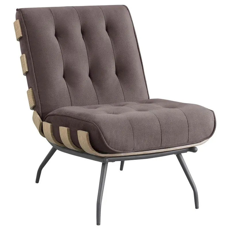 Fauteuil d'appoint Nain 35 pouces, coussin surdimensionné, dossier capitonné, marron foncé