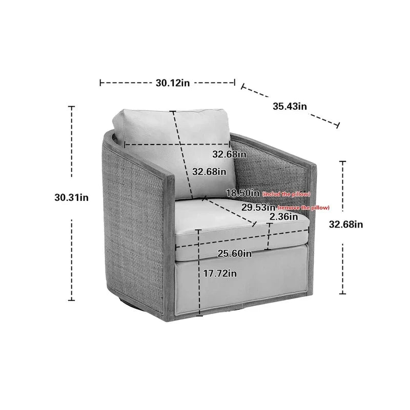 Comfortable circular sofa chair in living room, 360 degree rotating bucket club chair