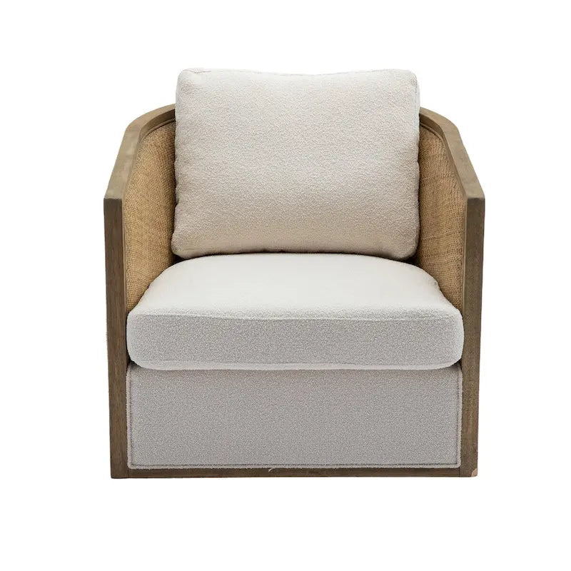 Comfortable circular sofa chair in living room, 360 degree rotating bucket club chair
