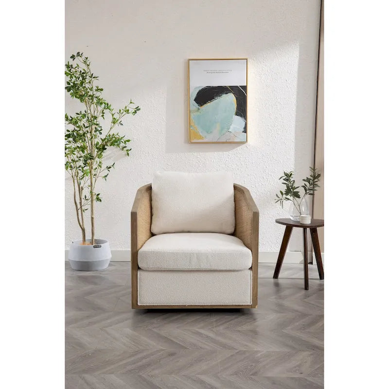 Comfortable circular sofa chair in living room, 360 degree rotating bucket club chair