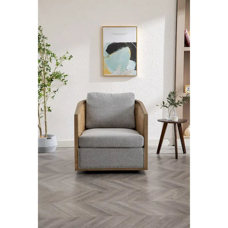 Comfortable circular sofa chair in living room, 360 degree rotating bucket club chair