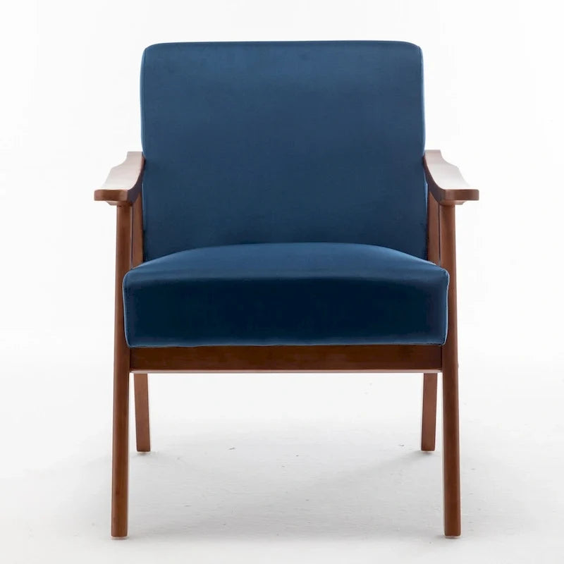 Fauteuil d'appoint Mid-Century Modern avec cadre en bois massif, lot de 1