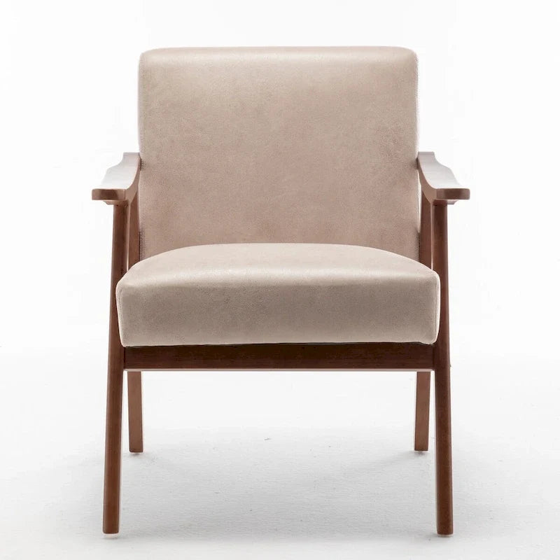 Fauteuil d'appoint Mid-Century Modern avec cadre en bois massif, lot de 1