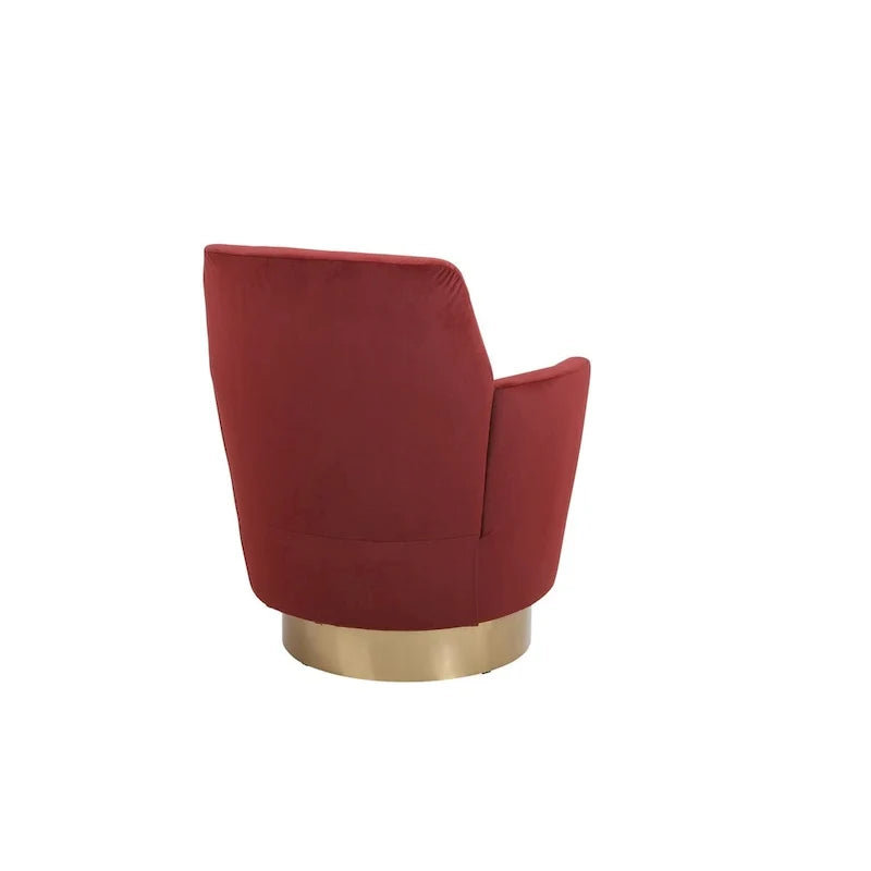 Velvet Swivel Barrel Chair, Swivel Accent Chairs Armchair, Reading Chairs, Round Barrel Chairs with Gold Stainless Steel Base