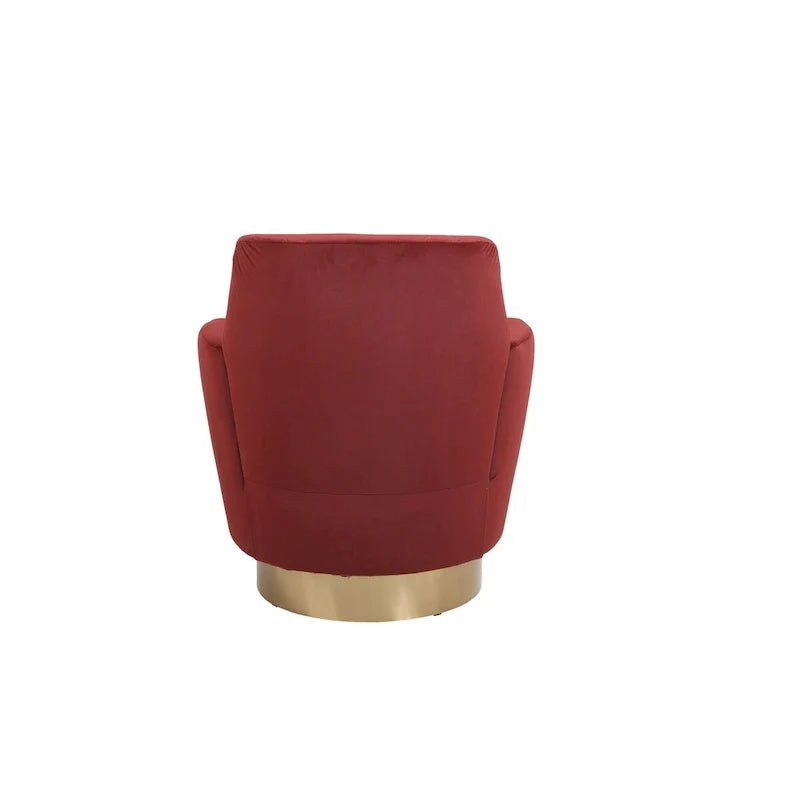 Velvet Swivel Barrel Chair, Swivel Accent Chairs Armchair, Reading Chairs, Round Barrel Chairs with Gold Stainless Steel Base
