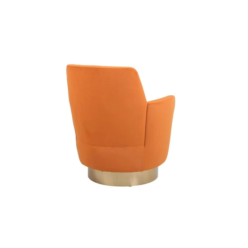 Velvet Swivel Barrel Chair, Swivel Accent Chairs Armchair, Reading Chairs, Round Barrel Chairs with Gold Stainless Steel Base