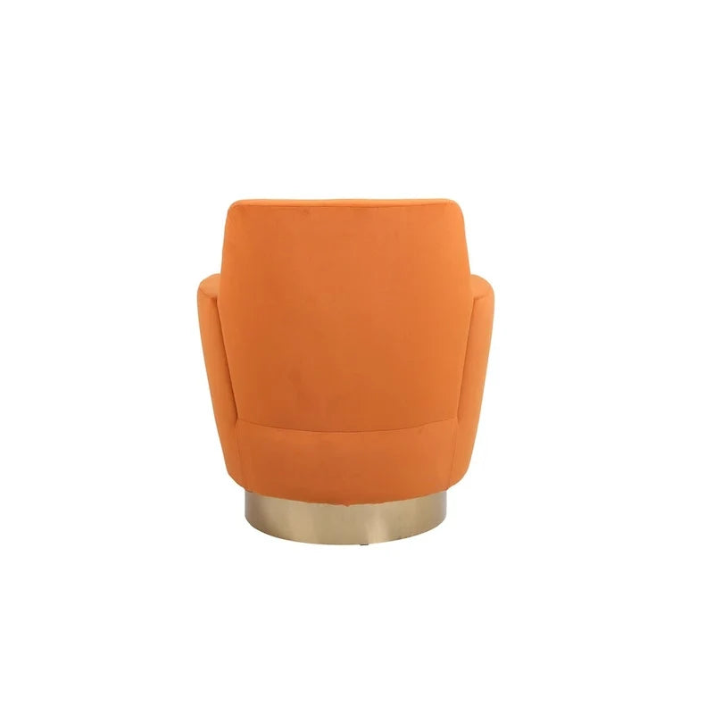 Velvet Swivel Barrel Chair, Swivel Accent Chairs Armchair, Reading Chairs, Round Barrel Chairs with Gold Stainless Steel Base