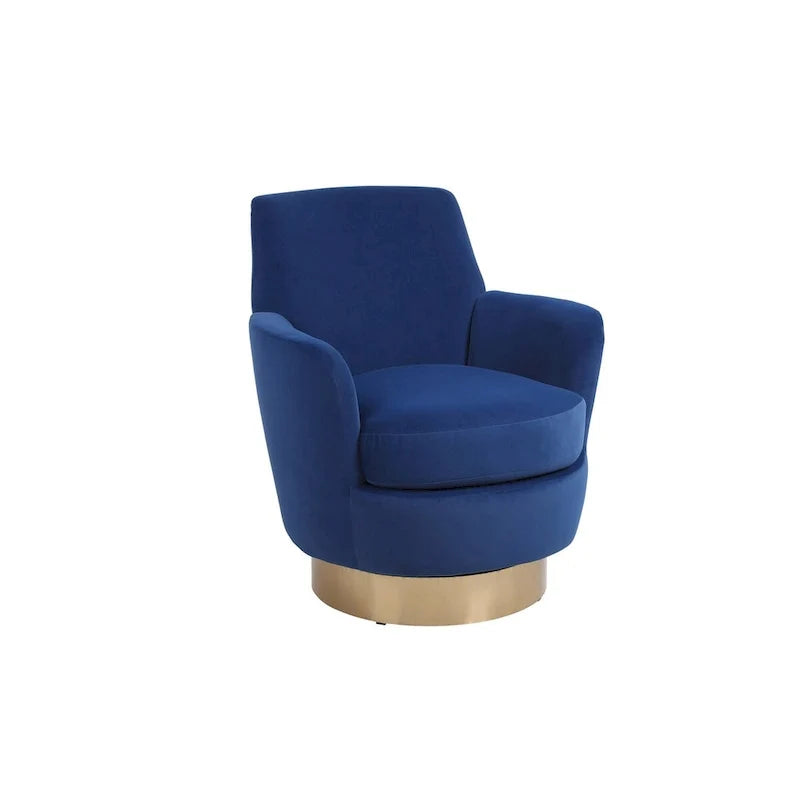 Velvet Swivel Barrel Chair, Swivel Accent Chairs Armchair, Reading Chairs, Round Barrel Chairs with Gold Stainless Steel Base