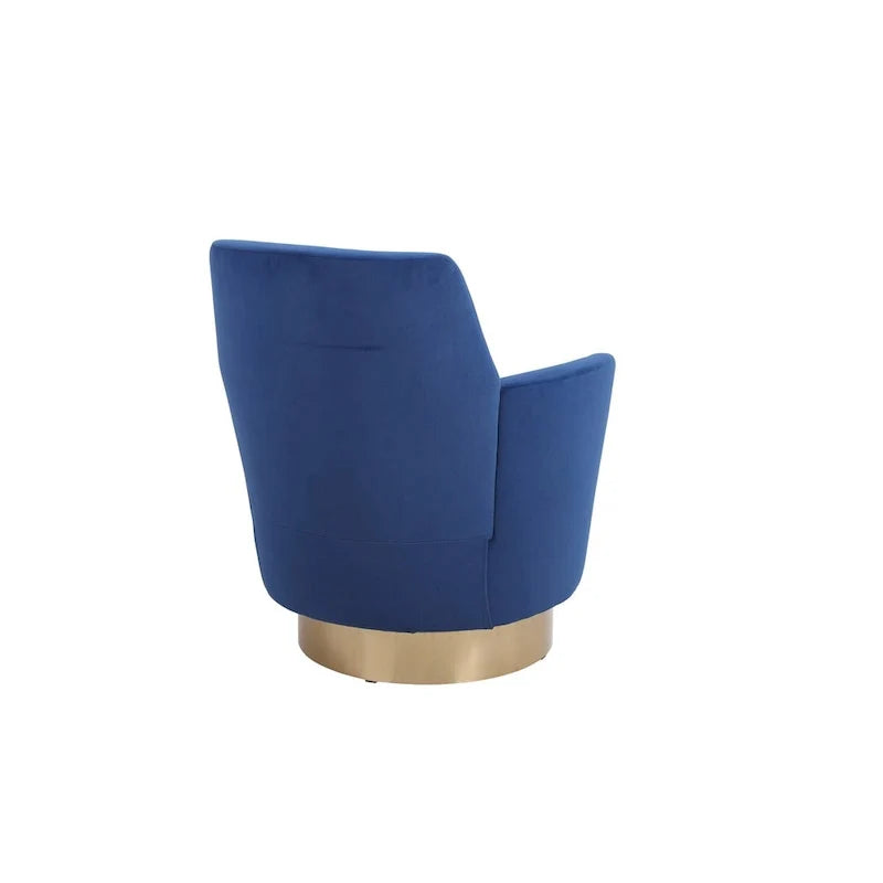 Velvet Swivel Barrel Chair, Swivel Accent Chairs Armchair, Reading Chairs, Round Barrel Chairs with Gold Stainless Steel Base