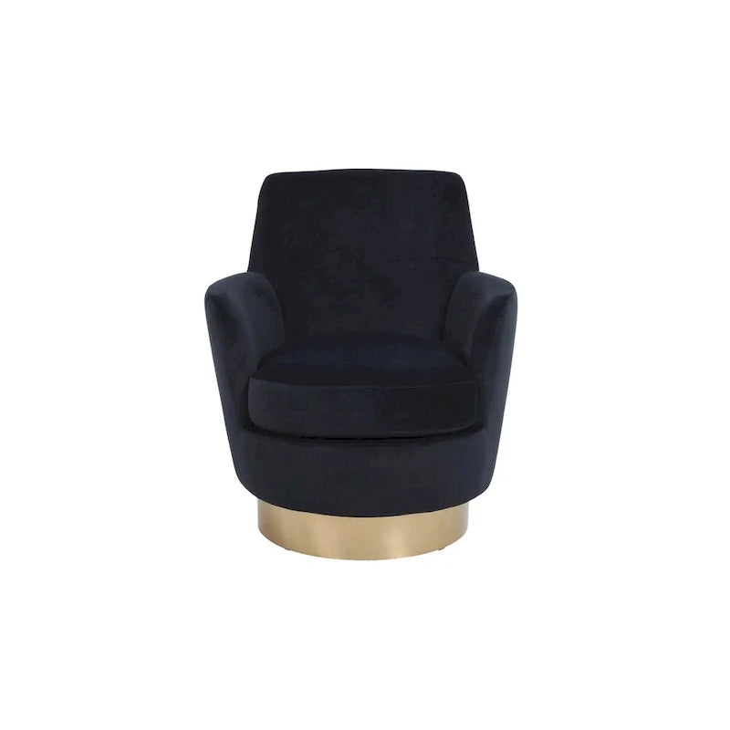 Velvet Swivel Barrel Chair, Swivel Accent Chairs Armchair, Reading Chairs, Round Barrel Chairs with Gold Stainless Steel Base
