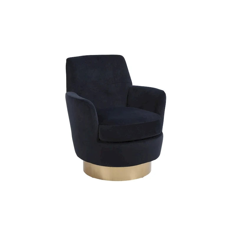Velvet Swivel Barrel Chair, Swivel Accent Chairs Armchair, Reading Chairs, Round Barrel Chairs with Gold Stainless Steel Base