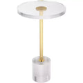 55 Downing Street Callie 14 Wide Gold and Clear Acrylic Round Side Table