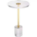 55 Downing Street Callie 14 Wide Gold and Clear Acrylic Round Side Table