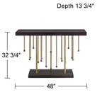Tavolo consolle in metallo dorato con fili a goccia 48''L x 13,75''W