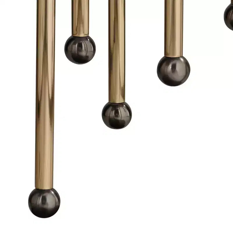 55 Downing Street Rain Console Rettangolare Moderna Dorata 122 x 35 cm con Fili a Goccia Sospesi Neri, da Tavolo per Soggiorno