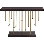 Tavolo consolle in metallo dorato con fili a goccia 48''L x 13,75''W