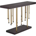 Tavolo consolle in metallo dorato con fili a goccia 48''L x 13,75''W