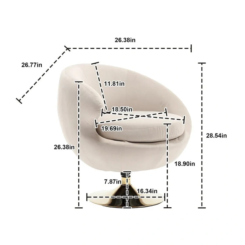 Fauteuils d'appoint pivotants à 360° en forme de tonneau, Fauteuils ronds