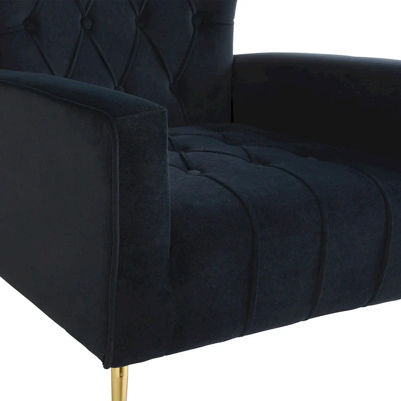 Fauteuil à oreilles tapissé avec pouf