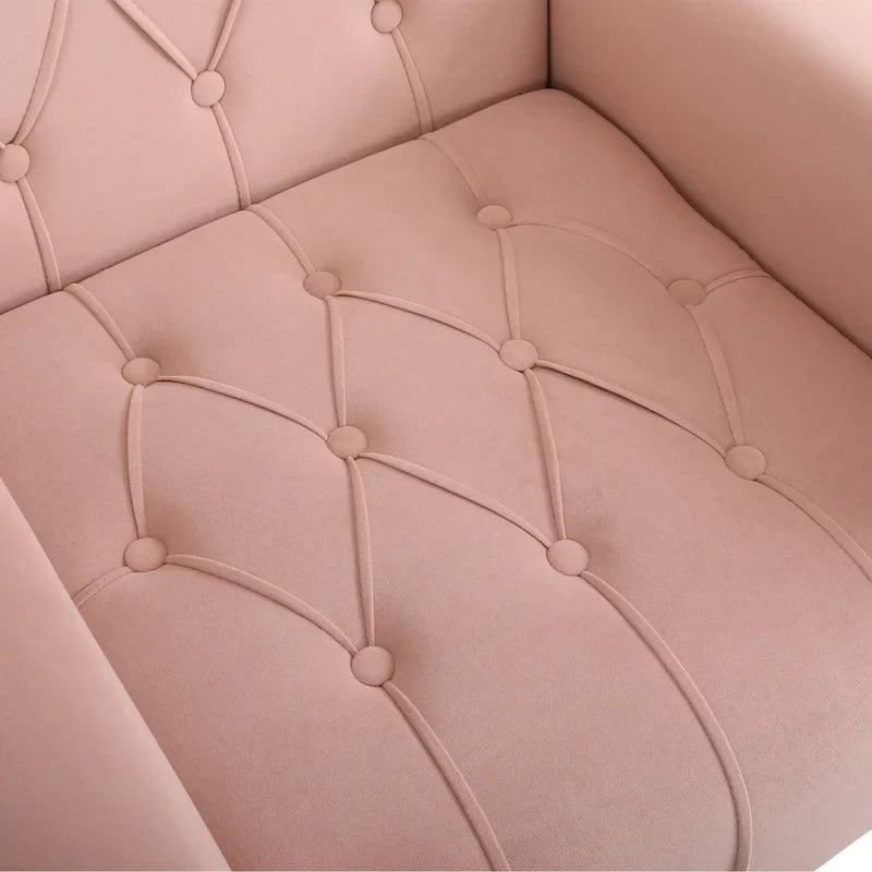 Fauteuil à oreilles tapissé avec pouf