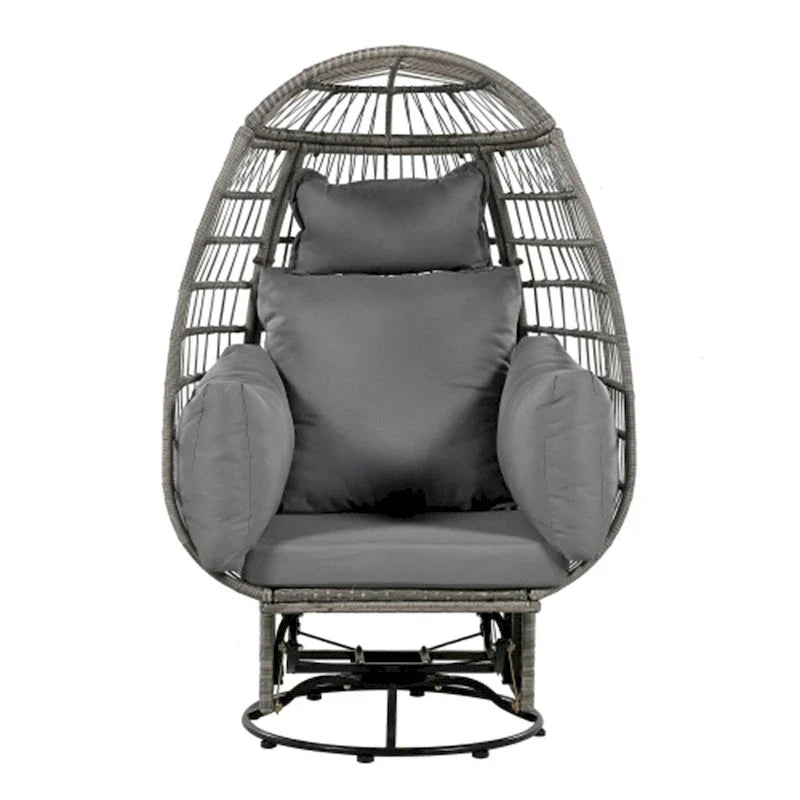 Rattan Egg Patio Swivel Chair with Cushions and Rocking Function