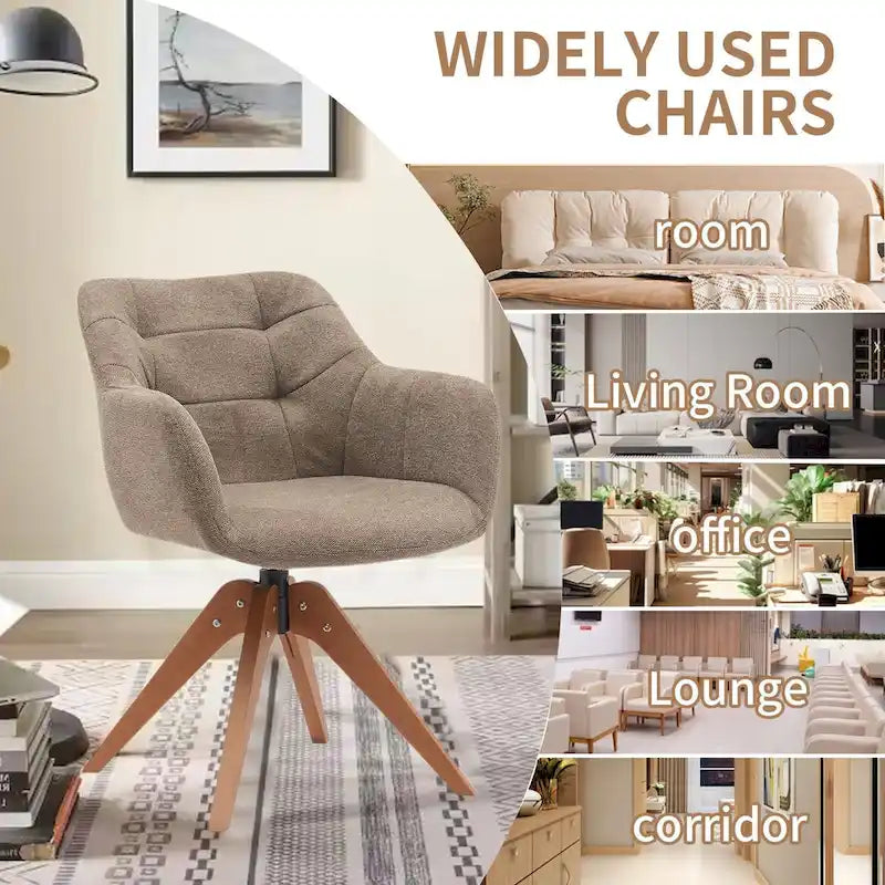 Suede Swivel Armchair Office Accent Arm Chair