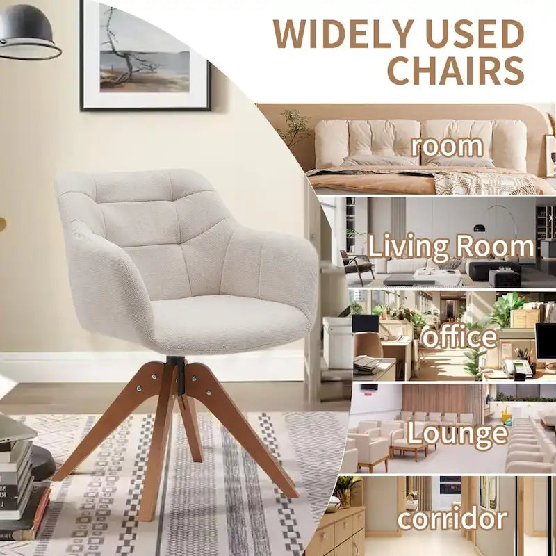 Suede Swivel Armchair Office Accent Arm Chair
