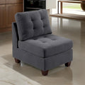 Lemy 32 Inch Modular Armless Sofa Chair, Tufted Gray Upholstery, Solid Wood