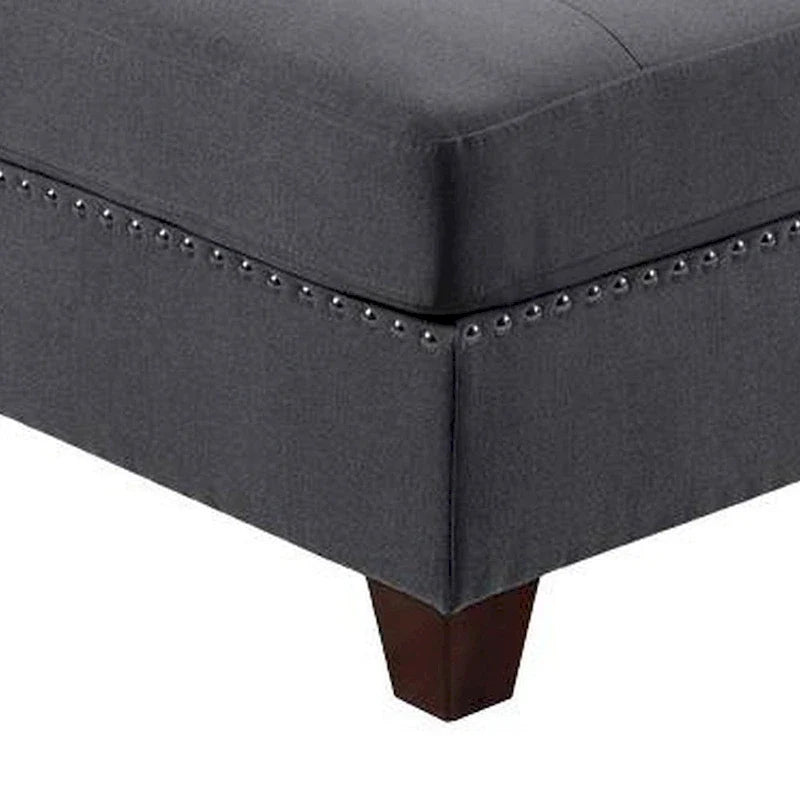 Lemy 32 Inch Modular Armless Sofa Chair, Tufted Gray Upholstery, Solid Wood