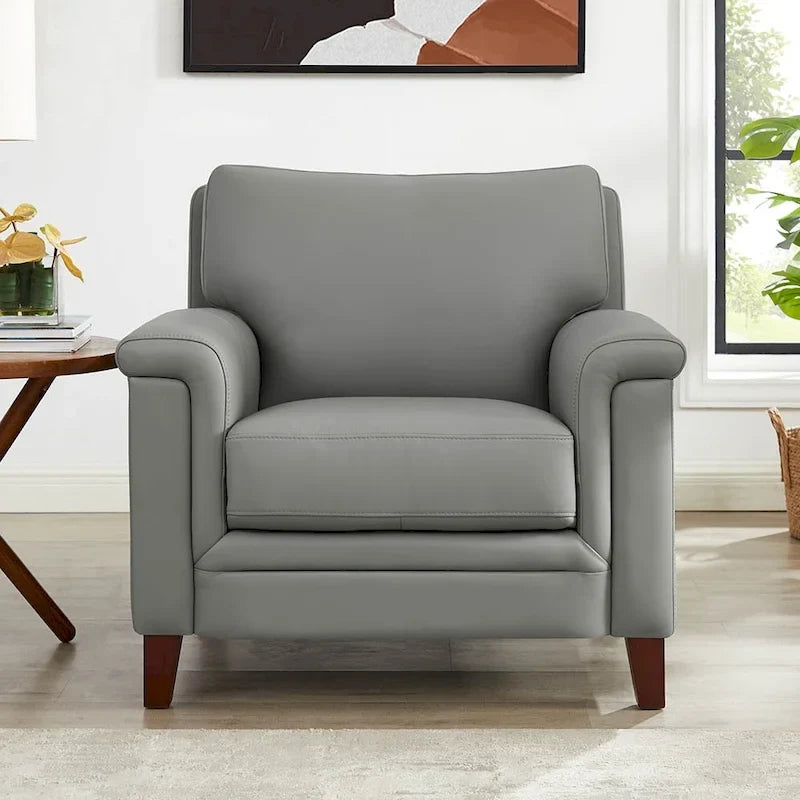 Fauteuil en cuir pleine fleur Hydeline Westcott avec mousse à mémoire de forme et ressorts