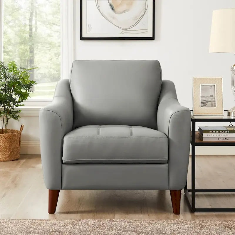 Fauteuil en cuir pleine fleur Hydeline Westcott avec mousse à mémoire de forme et ressorts