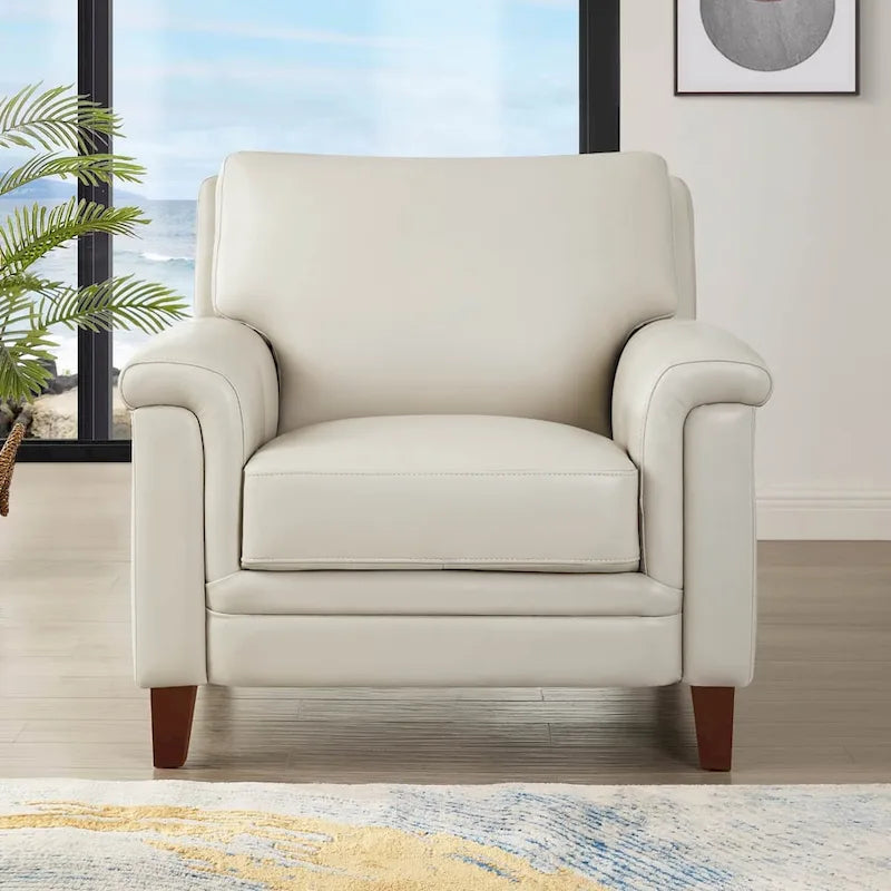 Fauteuil en cuir pleine fleur Hydeline Westcott avec mousse à mémoire de forme et ressorts