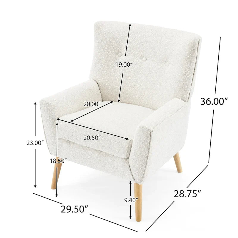Almond Boucle Tufted Back Accent Chair by Christopher Knight Home
