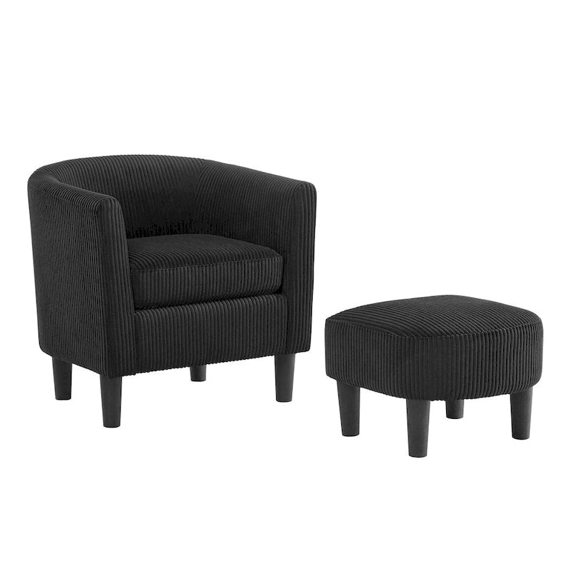 Modern Fabric Upholstered Accent Chair with Ottoman Foot Rest