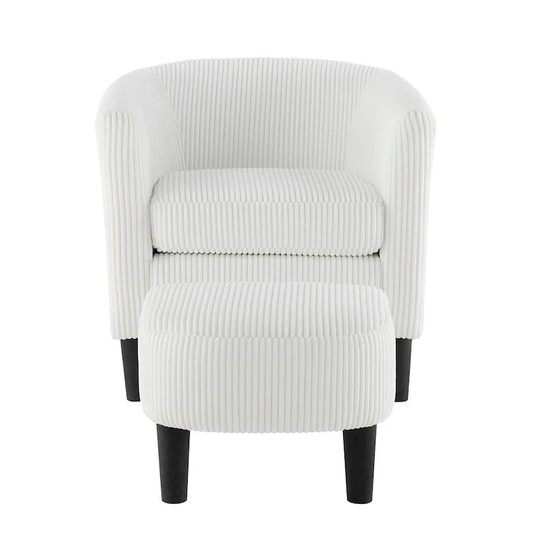 Modern Fabric Upholstered Accent Chair with Ottoman Foot Rest