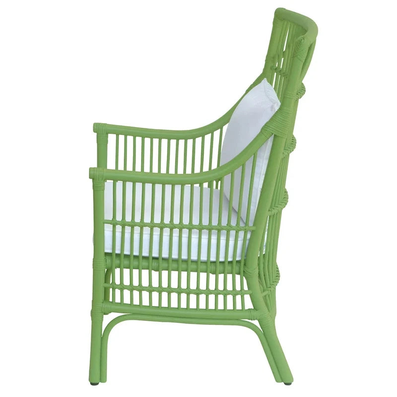 Rattan Slat Back Cushioned Arm Dining Accent Chair by East at Main - 24x25.5x39.25