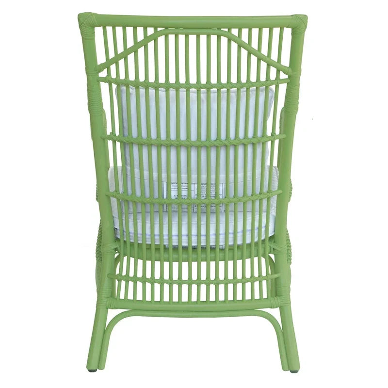 Rattan Slat Back Cushioned Arm Dining Accent Chair by East at Main - 24x25.5x39.25
