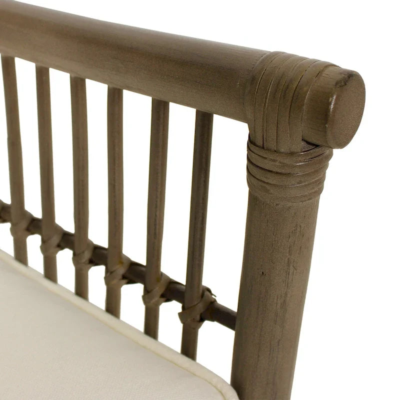 Rattan Slat Back Cushioned Arm Dining Accent Chair by East at Main - 24x25.5x39.25