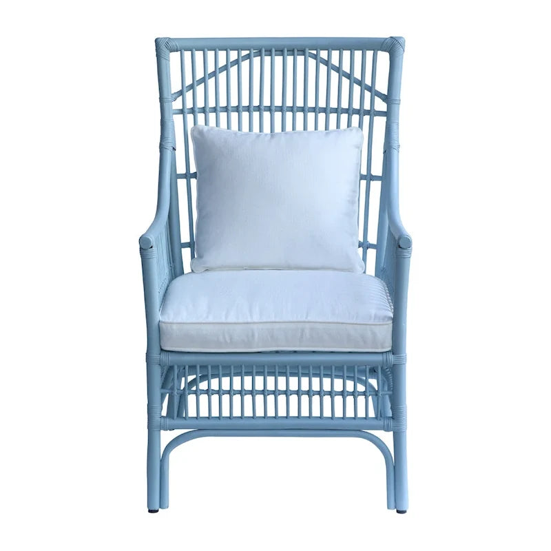 Rattan Slat Back Cushioned Arm Dining Accent Chair by East at Main - 24x25.5x39.25