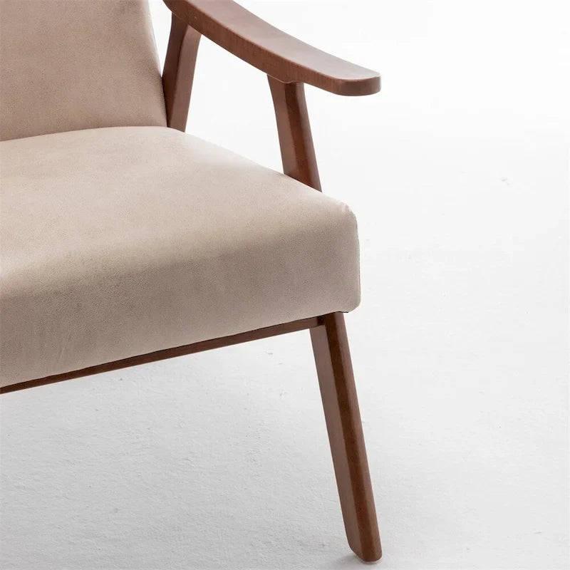 Chaise Mid-Century Moderne, Fauteuil de salon avec cadre en bois massif
