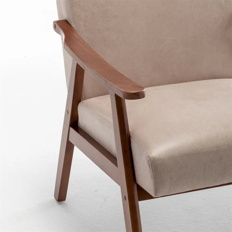 Chaise Mid-Century Moderne, Fauteuil de salon avec cadre en bois massif