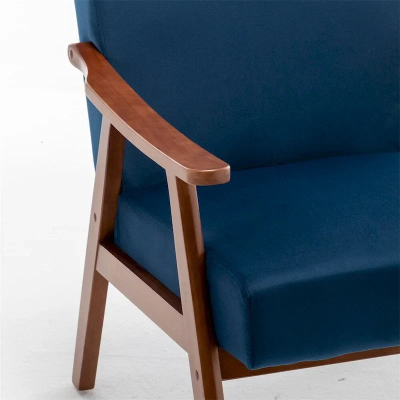 Chaise Mid-Century Moderne, Fauteuil de salon avec cadre en bois massif