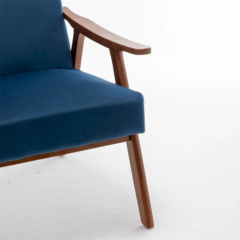 Chaise Mid-Century Moderne, Fauteuil de salon avec cadre en bois massif