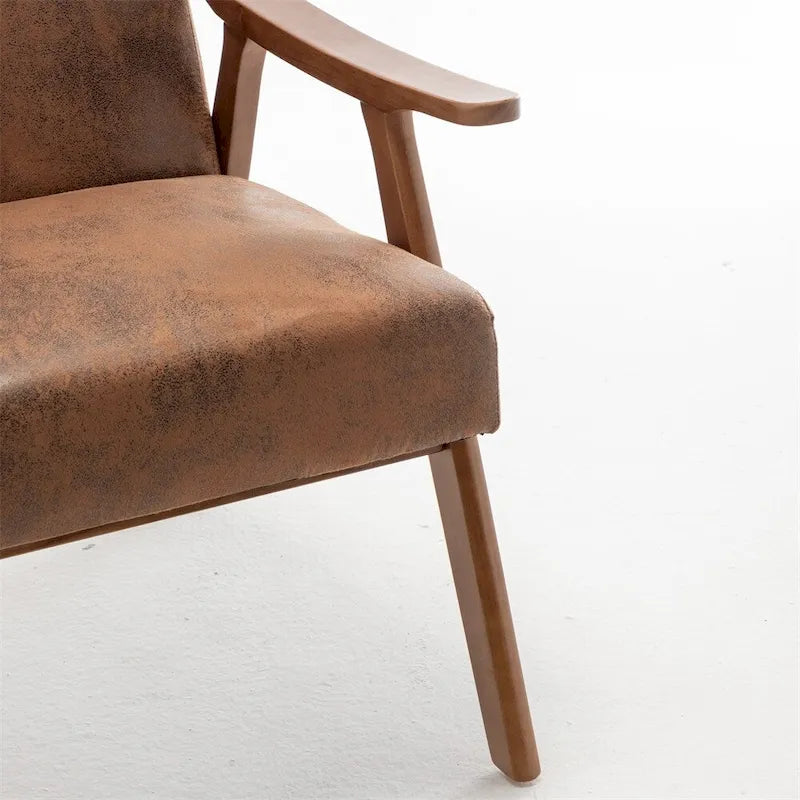 Chaise Mid-Century Moderne, Fauteuil de salon avec cadre en bois massif