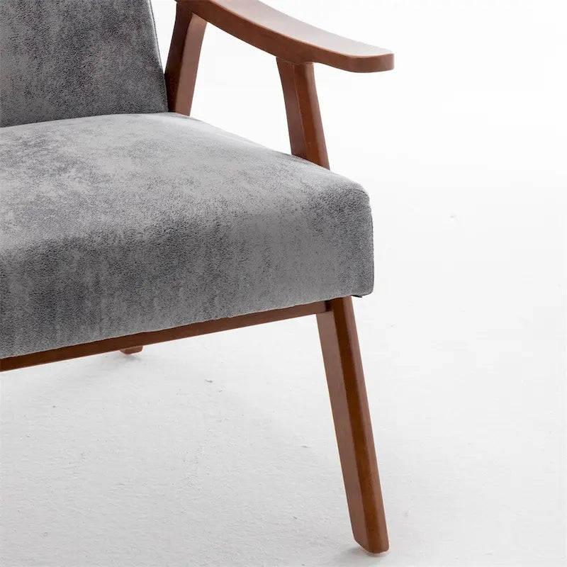 Chaise Mid-Century Moderne, Fauteuil de salon avec cadre en bois massif