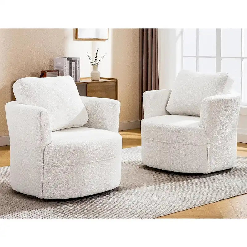 HOMYKA Swivel Accent Barrel Chair Round Arm Chair with Pillow Set 2
