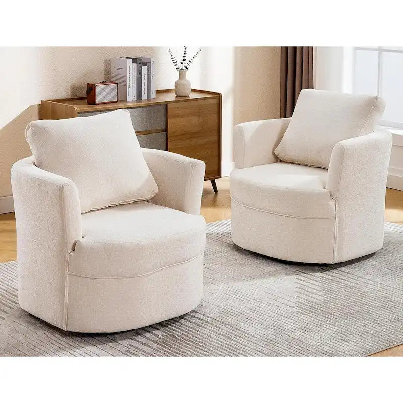 HOMYKA Swivel Accent Barrel Chair Round Arm Chair with Pillow Set 2